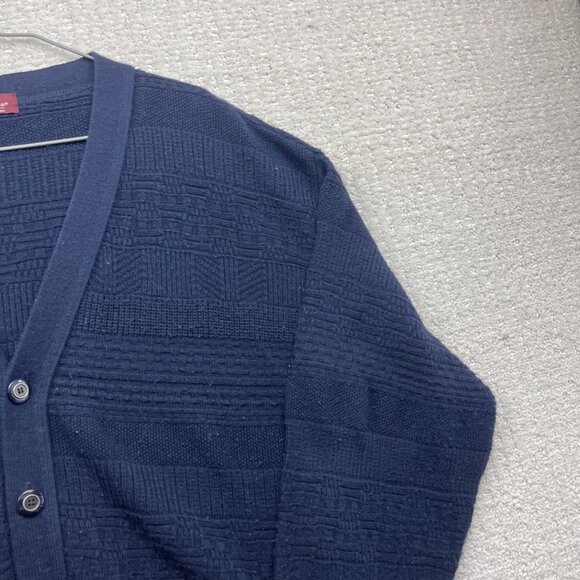 VTG Sweater Men M Blue Cooper Wool Blend Cardigan Grandpa Button 90s Canada Made - Picture 4 of 16